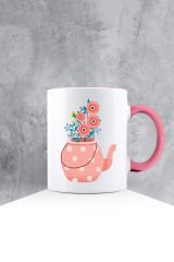eJOYA Özel Tasarım Pembe Kulpu Kupa Bardak 87541