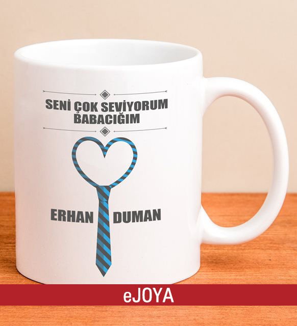 eJOYA Kişiye Özel Kravat Kalp Kupa Bardak 80116