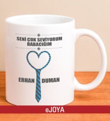eJOYA Kişiye Özel Kravat Kalp Kupa Bardak 80116