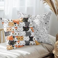 eJOYA Şirin Kediler Tasarımlı 2'li Yastık İçi Ve Kırlent Kılıfı 45cm 113527