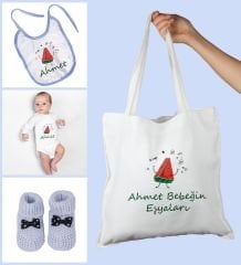 eJOYA Bebeklere Özel Çantasında Kişiye Özel Zıbın Önük Ve Patik Bebek Hediye Seti 109762