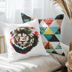 eJOYA Aslan Tasarımlı 2'li Yastık İçi Ve Kırlent Kılıfı 45cm 113528