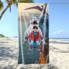 eJOYA Kişiye Özel Karikatür Fotoğraflı Şirin Dino Plaj ve Banyo Havlusu 115153