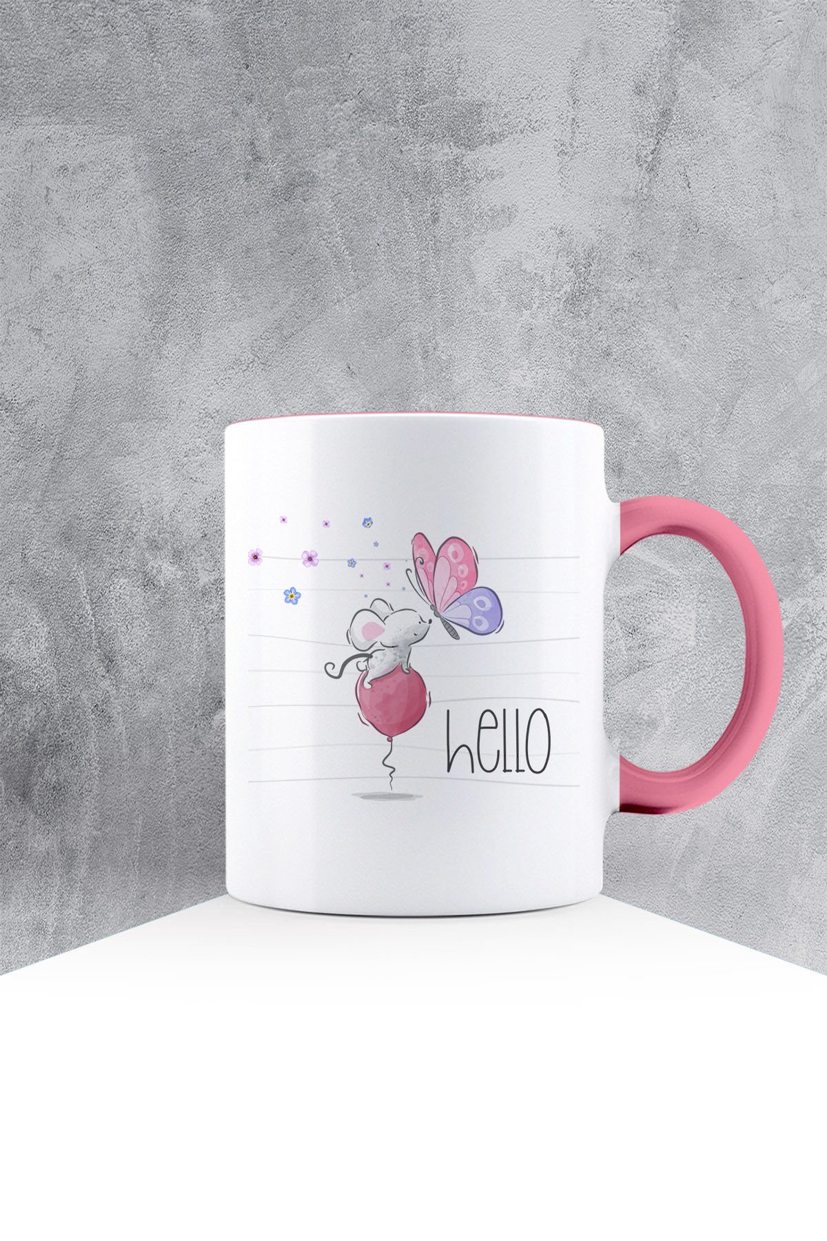 eJOYA Özel Tasarım Pembe Kulpu Kupa Bardak 87549