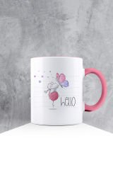 eJOYA Özel Tasarım Pembe Kulpu Kupa Bardak 87549