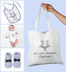 eJOYA Bebeklere Özel Çantasında Kişiye Özel Zıbın Önük Ve Patik Bebek Hediye Seti 109768