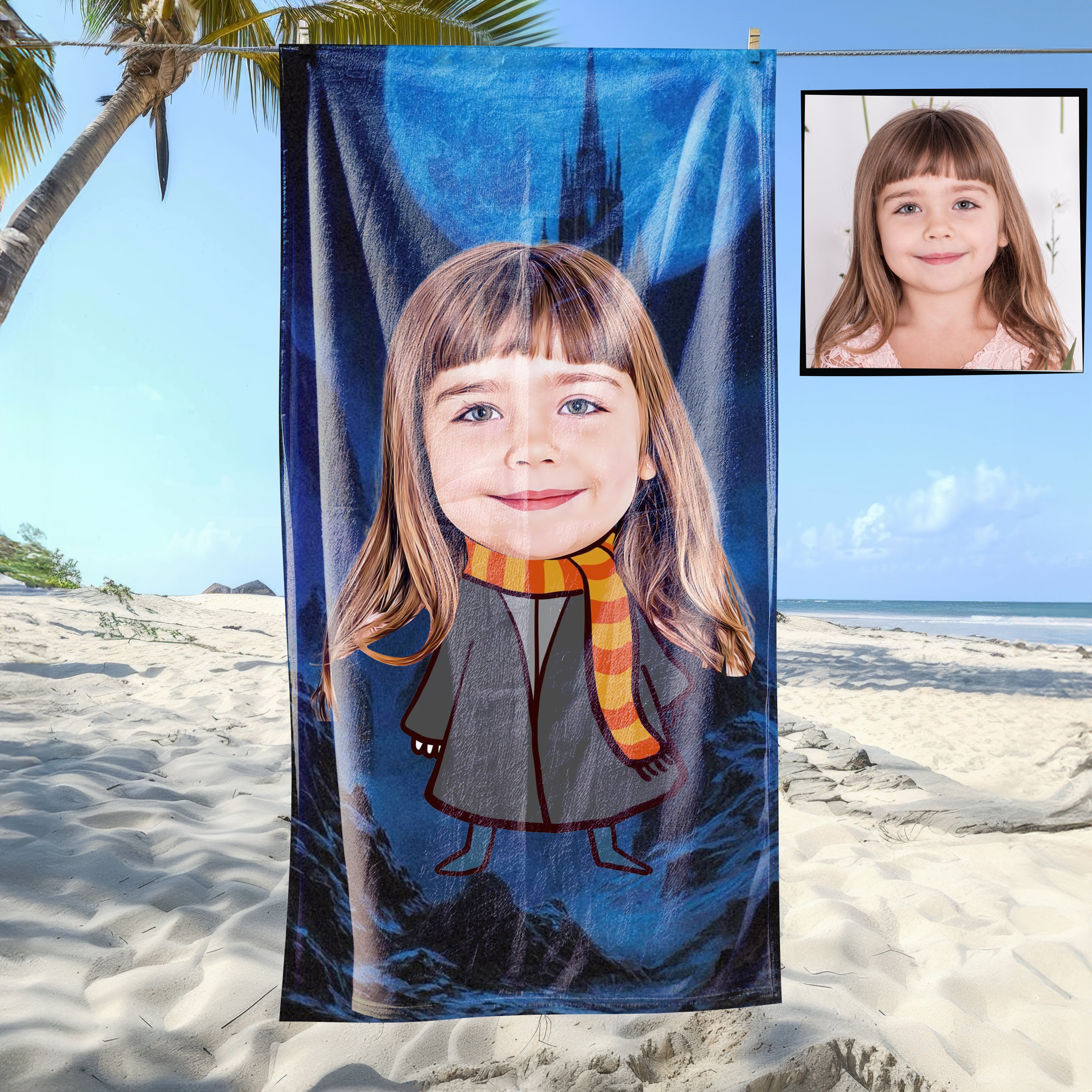 eJOYA Kişiye Özel Karikatür Fotoğraflı Çizgi Karakter Bebek Plaj ve Banyo Havlusu 115762