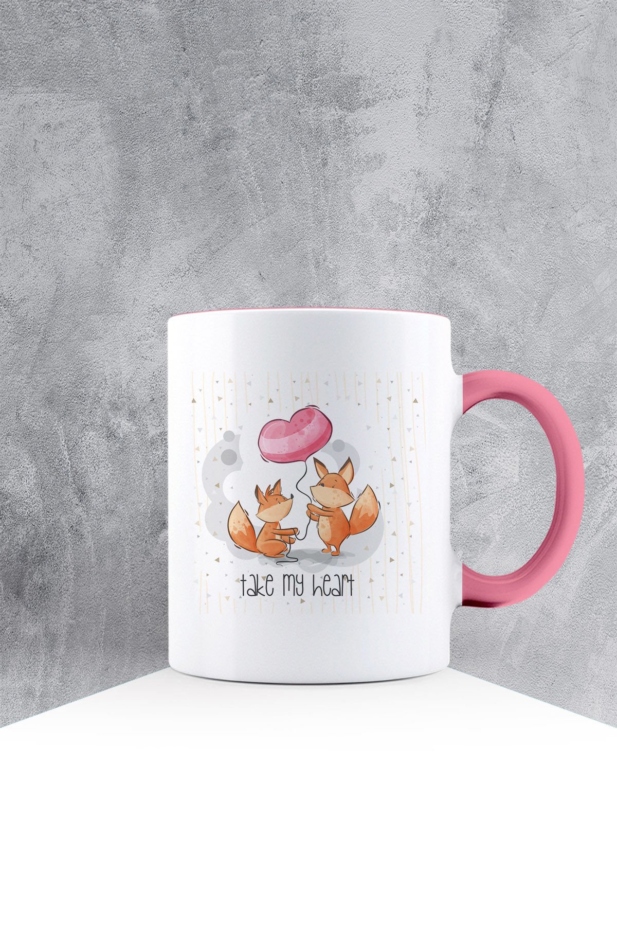 eJOYA Özel Tasarım Pembe Kulpu Kupa Bardak 87551