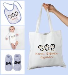 eJOYA Bebeklere Özel Çantasında Kişiye Özel Zıbın Önük Ve Patik Bebek Hediye Seti 109769