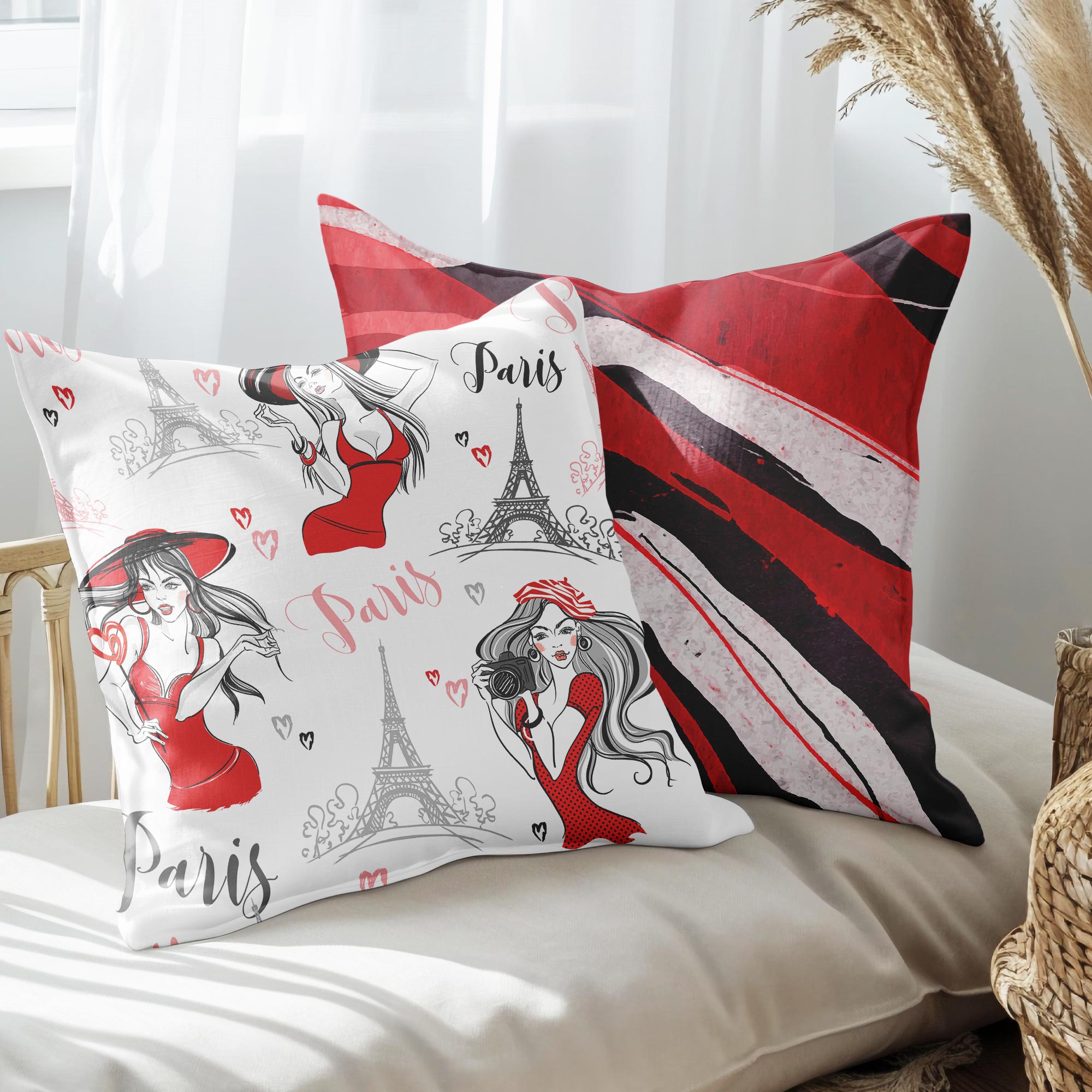 eJOYA Paris Tasarımlı 2'li Yastık İçi Ve Kırlent Kılıfı 45cm 113535