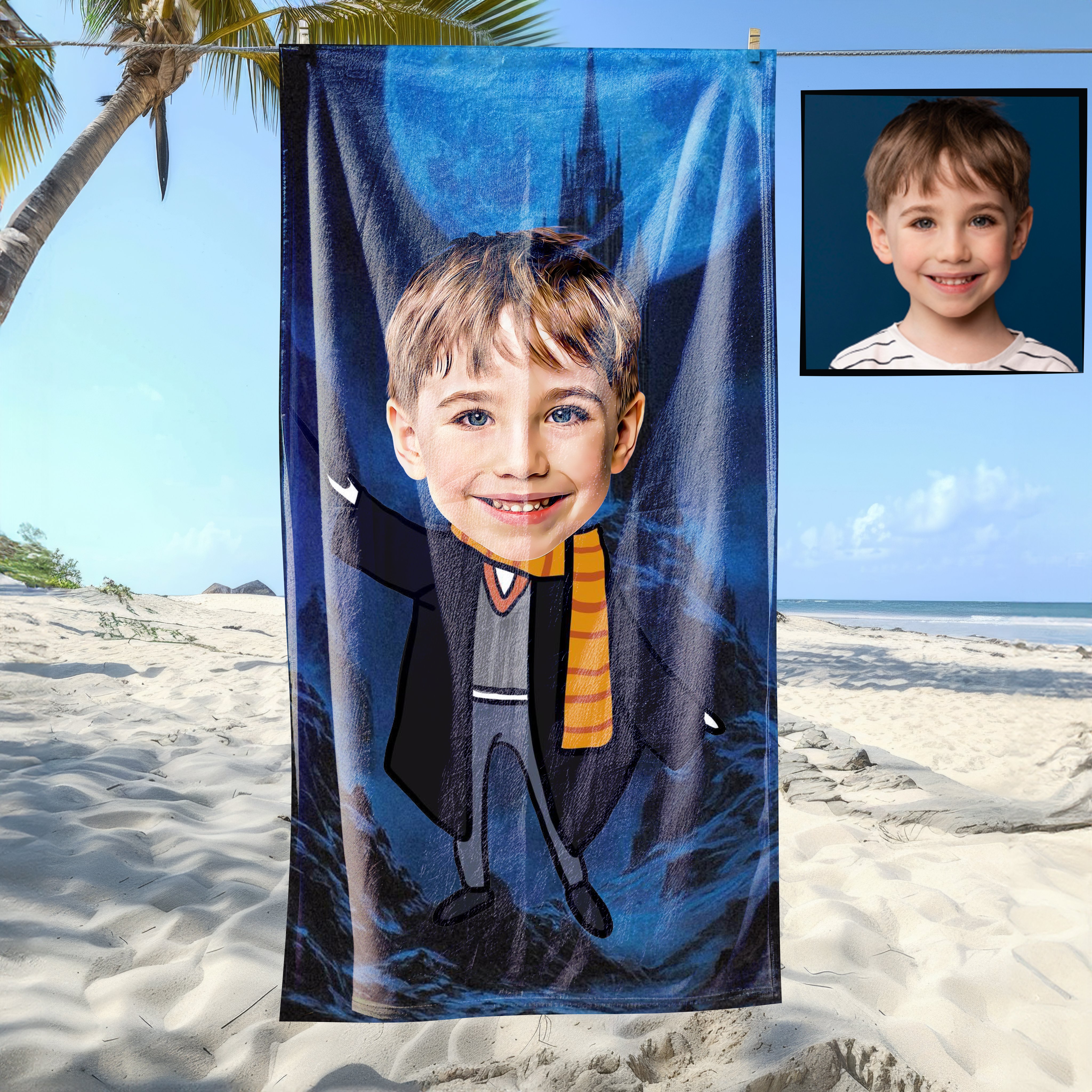 eJOYA Kişiye Özel Karikatür Fotoğraflı Çizgi Karakter Bebek Plaj ve Banyo Havlusu 115763