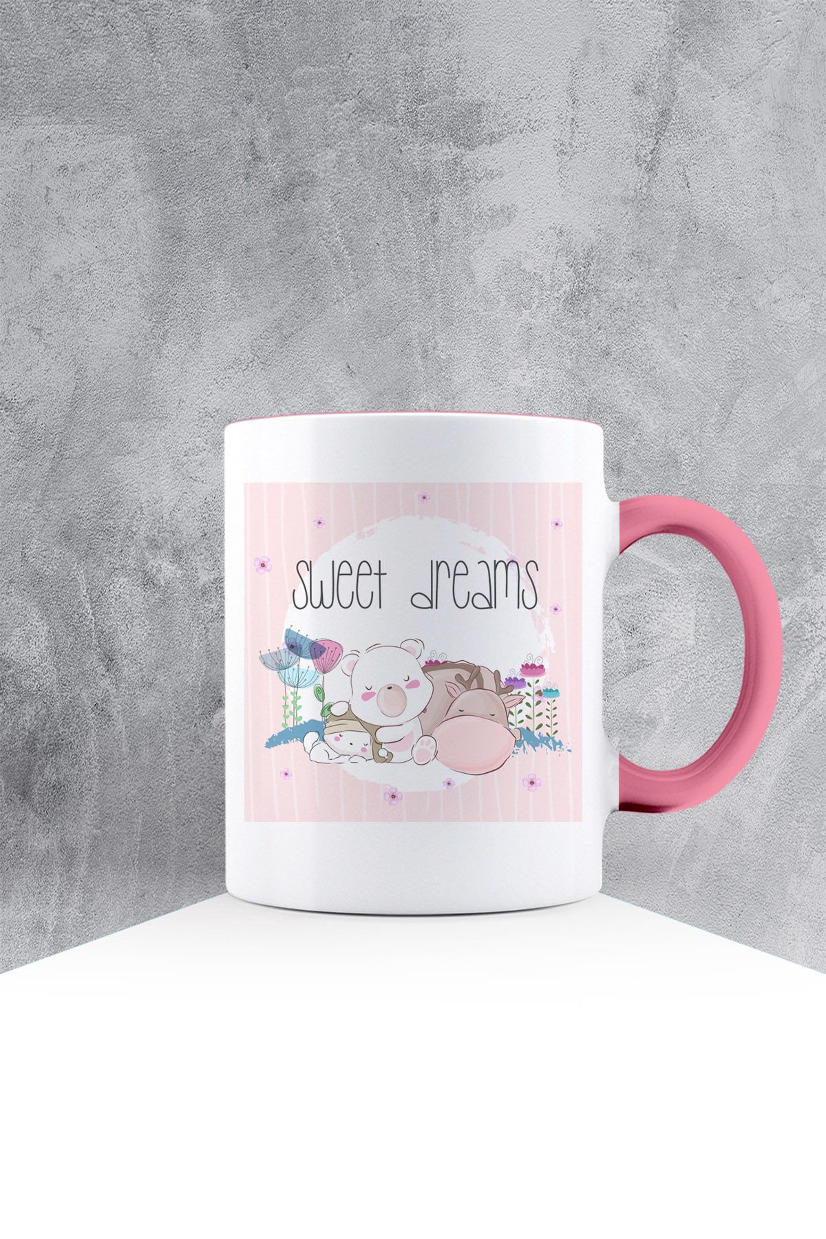 eJOYA Özel Tasarım Pembe Kulpu Kupa Bardak 87552