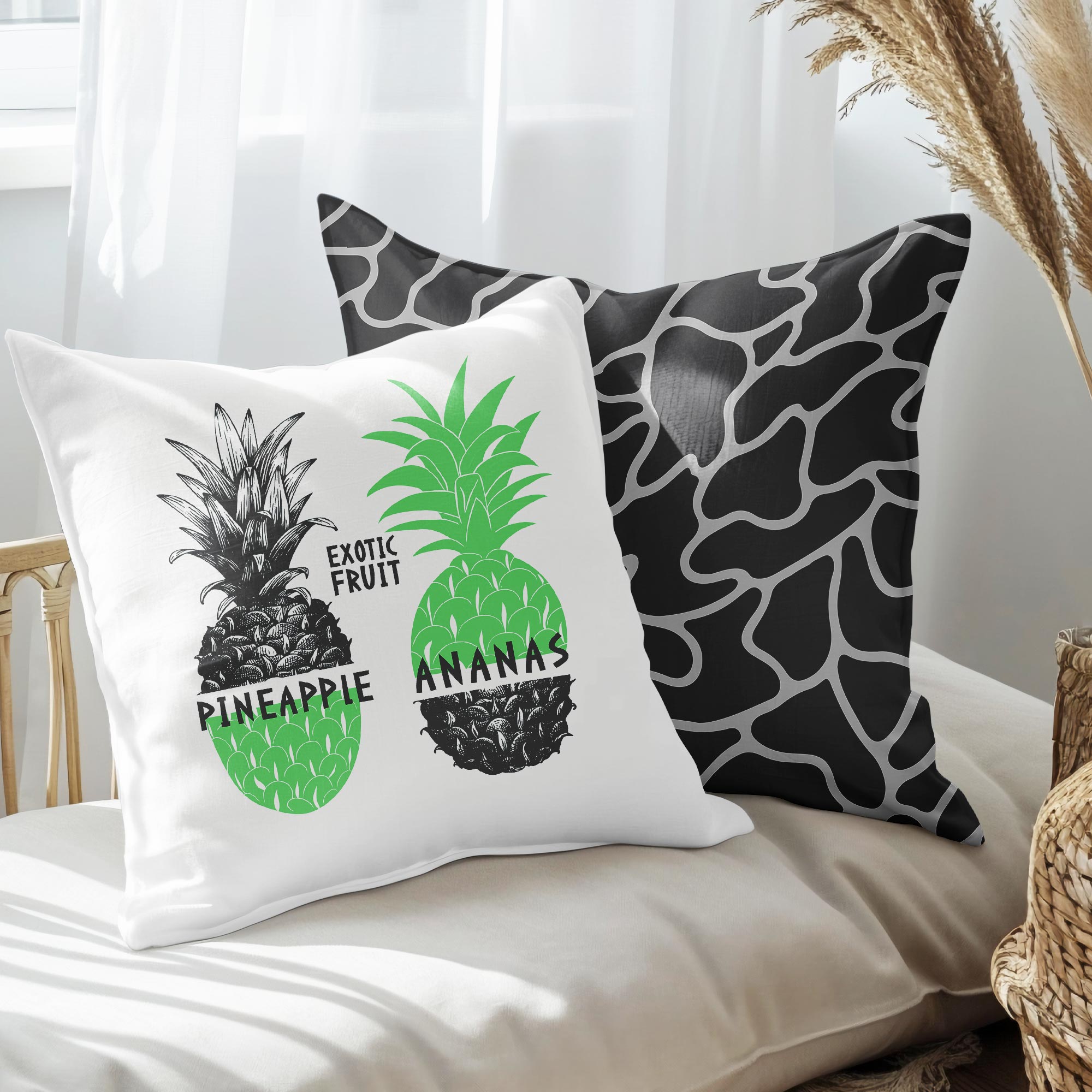 eJOYA Ananas Tasarımlı 2'li Yastık İçi Ve Kırlent Kılıfı 45cm 113536