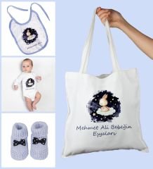 eJOYA Bebeklere Özel Çantasında Kişiye Özel Zıbın Önük Ve Patik Bebek Hediye Seti 109771