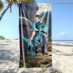 eJOYA Kişiye Özel Karikatür Fotoğraflı Şirin Dino Plaj ve Banyo Havlusu 115161