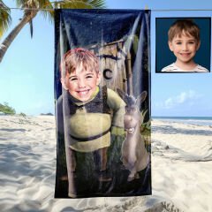 eJOYA Kişiye Özel Karikatür Fotoğraflı Çizgi Karakter Bebek Plaj ve Banyo Havlusu 115766