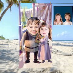 eJOYA Kişiye Özel Karikatür Fotoğraflı Çizgi Karakter Bebek Plaj ve Banyo Havlusu 115767