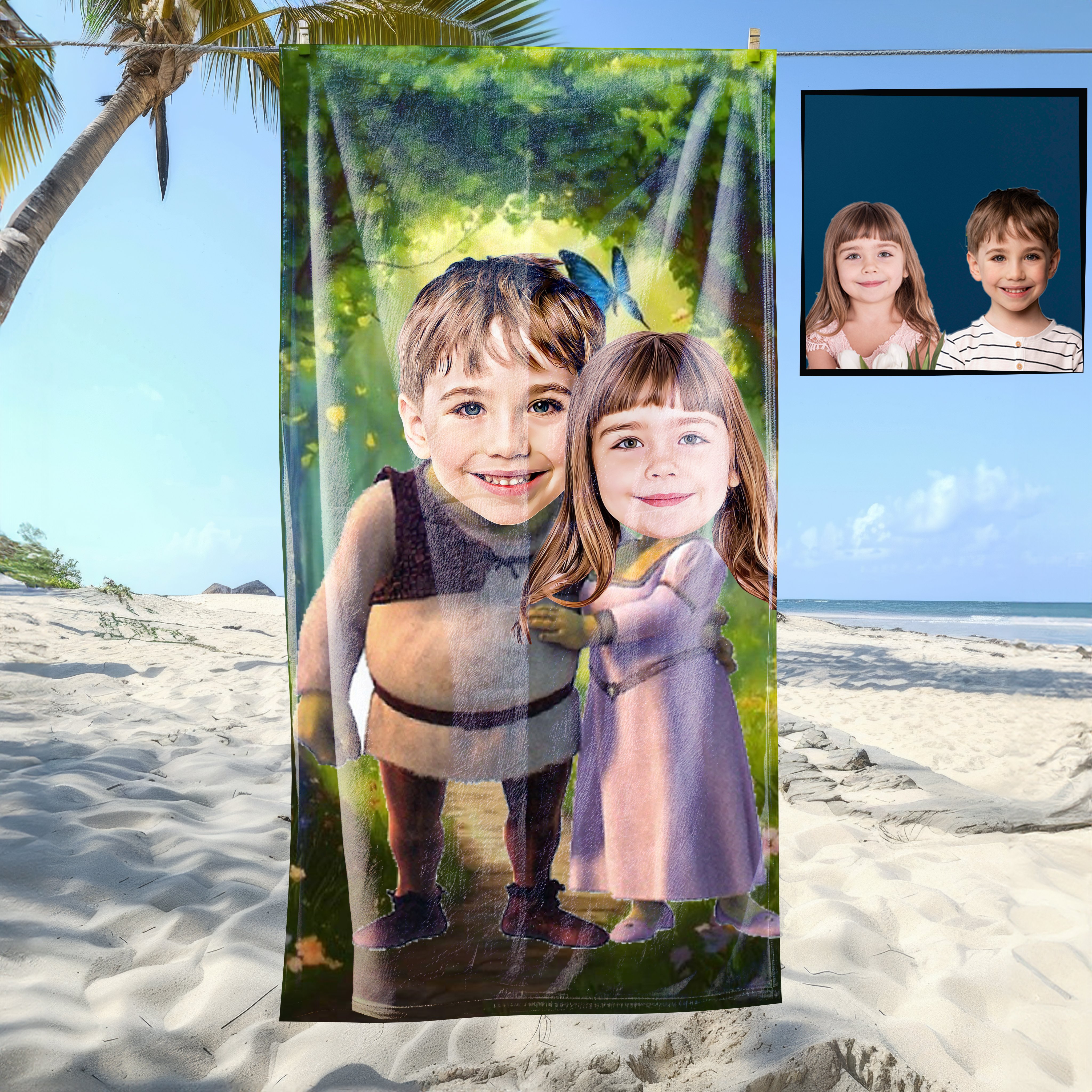 eJOYA Kişiye Özel Karikatür Fotoğraflı Çizgi Karakter Bebek Plaj ve Banyo Havlusu 115768