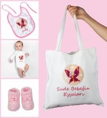 eJOYA Bebeklere Özel Çantasında Kişiye Özel Zıbın Önük Ve Patik Bebek Hediye Seti 109775