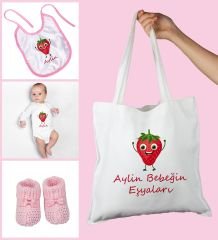 eJOYA Bebeklere Özel Çantasında Kişiye Özel Zıbın Önük Ve Patik Bebek Hediye Seti 109777