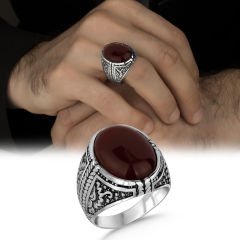 eJOYA Akik Taşlı Gümüş Erkek Yüzük 114249