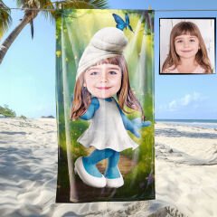 eJOYA Kişiye Özel Karikatür Fotoğraflı Şirinler Bebek Plaj ve Banyo Havlusu 115771