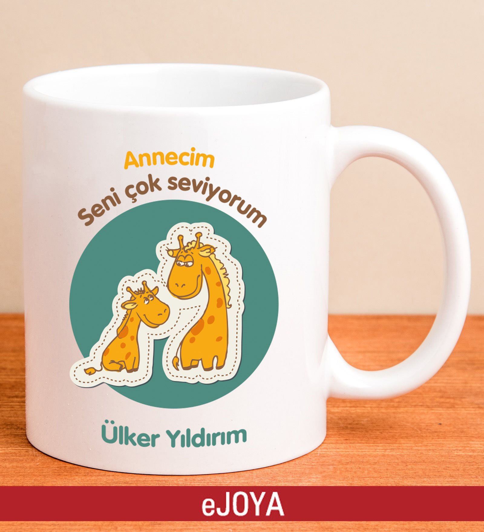 eJOYA Kişiye Özel Zürafa Temalı Kupa Bardak 80138