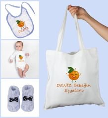 eJOYA Bebeklere Özel Çantasında Kişiye Özel Zıbın Önük Ve Patik Bebek Hediye Seti 109778