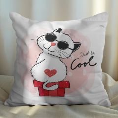 eJOYA Havalı Kedi Tasarımlı 2'li Yastık İçi Ve Kırlent Kılıfı 45cm 113544
