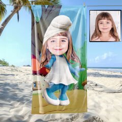 eJOYA Kişiye Özel Karikatür Fotoğraflı Çizgi Karakter Bebek Plaj ve Banyo Havlusu 115772