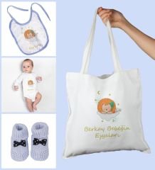 eJOYA Bebeklere Özel Çantasında Kişiye Özel Zıbın Önük Ve Patik Bebek Hediye Seti 109779