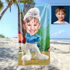 eJOYA Kişiye Özel Karikatür Fotoğraflı Çizgi Karakter Bebek Plaj ve Banyo Havlusu 115773