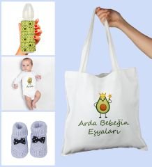 eJOYA Bebeklere Özel Çantasında Kişiye Özel Zıbın Biberon Ve Patik Bebek Hediye Seti 109782
