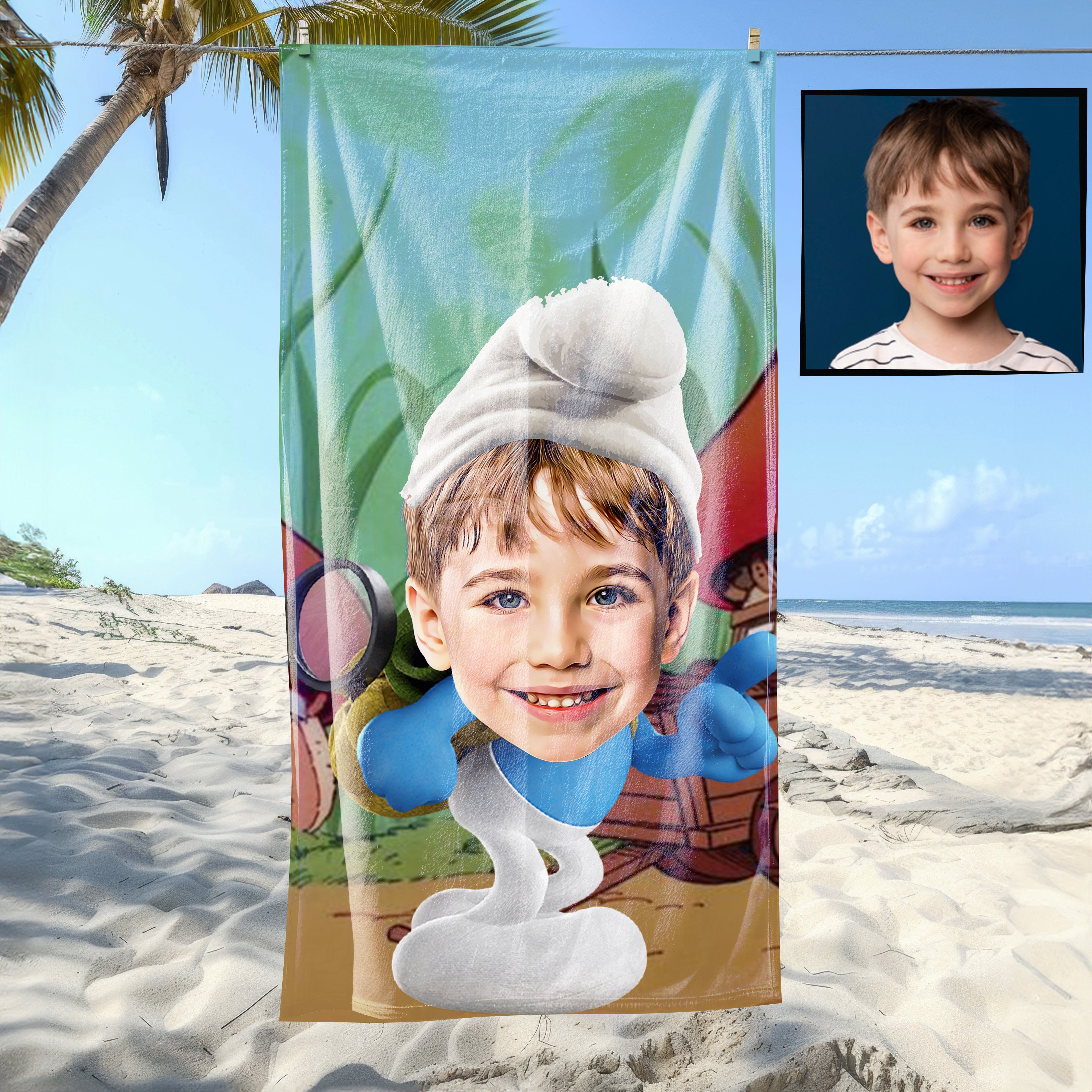 eJOYA Kişiye Özel Karikatür Fotoğraflı Çizgi Karakter Plaj ve Banyo Havlusu 115776