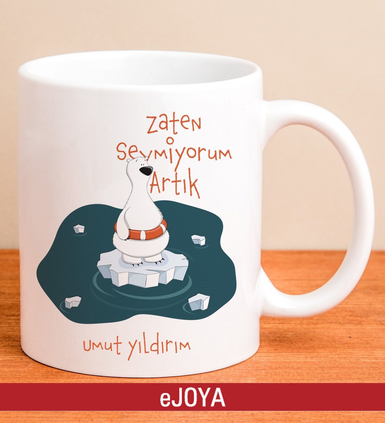 eJOYA Kişiye Özel Yalnız Kutup Ayısı Kupa Bardak 80146