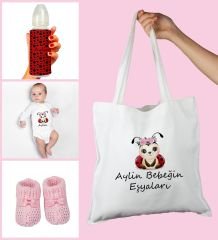 eJOYA Bebeklere Özel Çantasında Kişiye Özel Zıbın Biberon Ve Patik Bebek Hediye Seti 109784