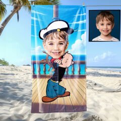 eJOYA Kişiye Özel Karikatür Fotoğraflı Çizgi Karakter Plaj ve Banyo Havlusu 115778