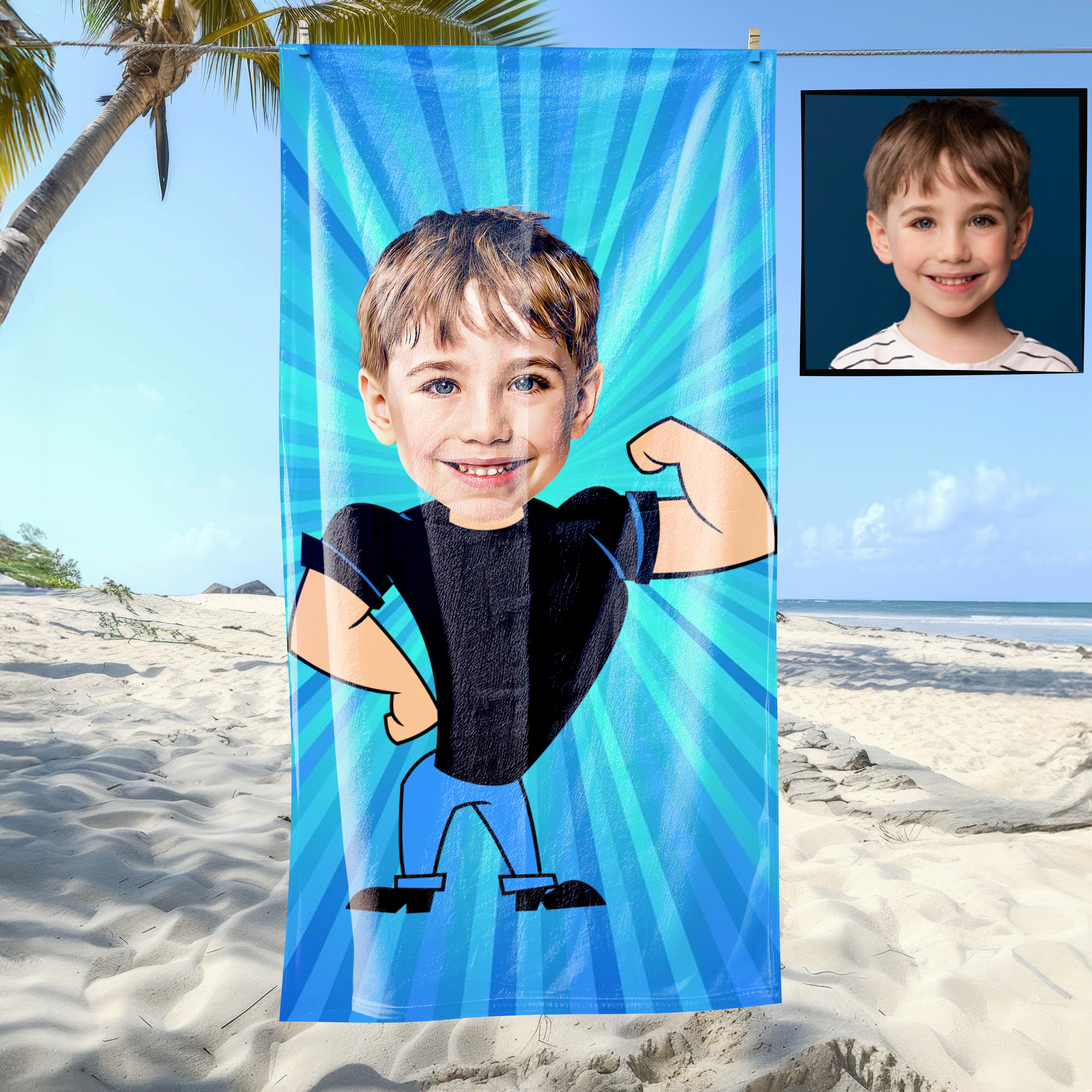 eJOYA Kişiye Özel Karikatür Fotoğraflı Çizgi Karakter Plaj ve Banyo Havlusu 115779