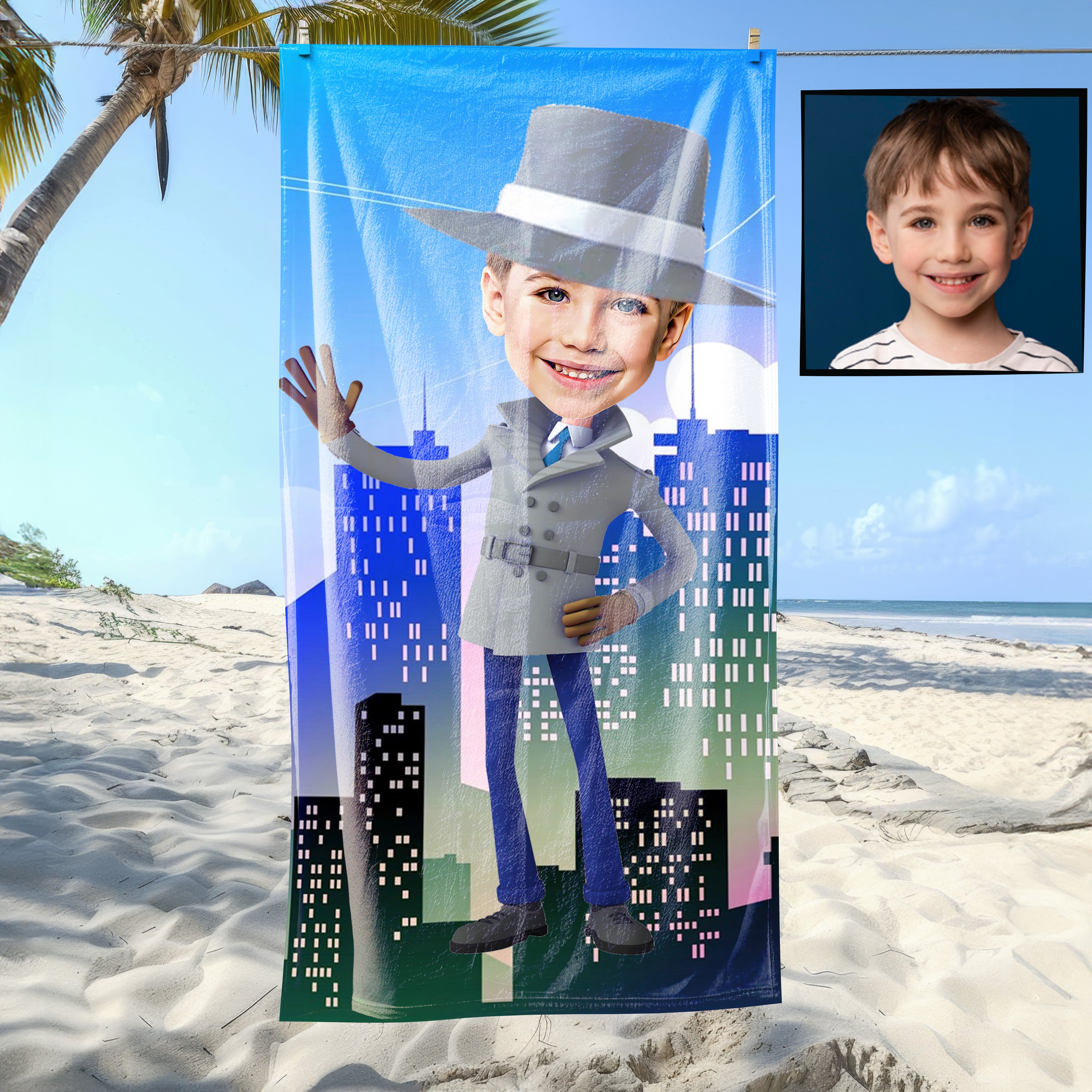 eJOYA Kişiye Özel Karikatür Fotoğraflı Çizgi Karakter Plaj ve Banyo Havlusu 115781