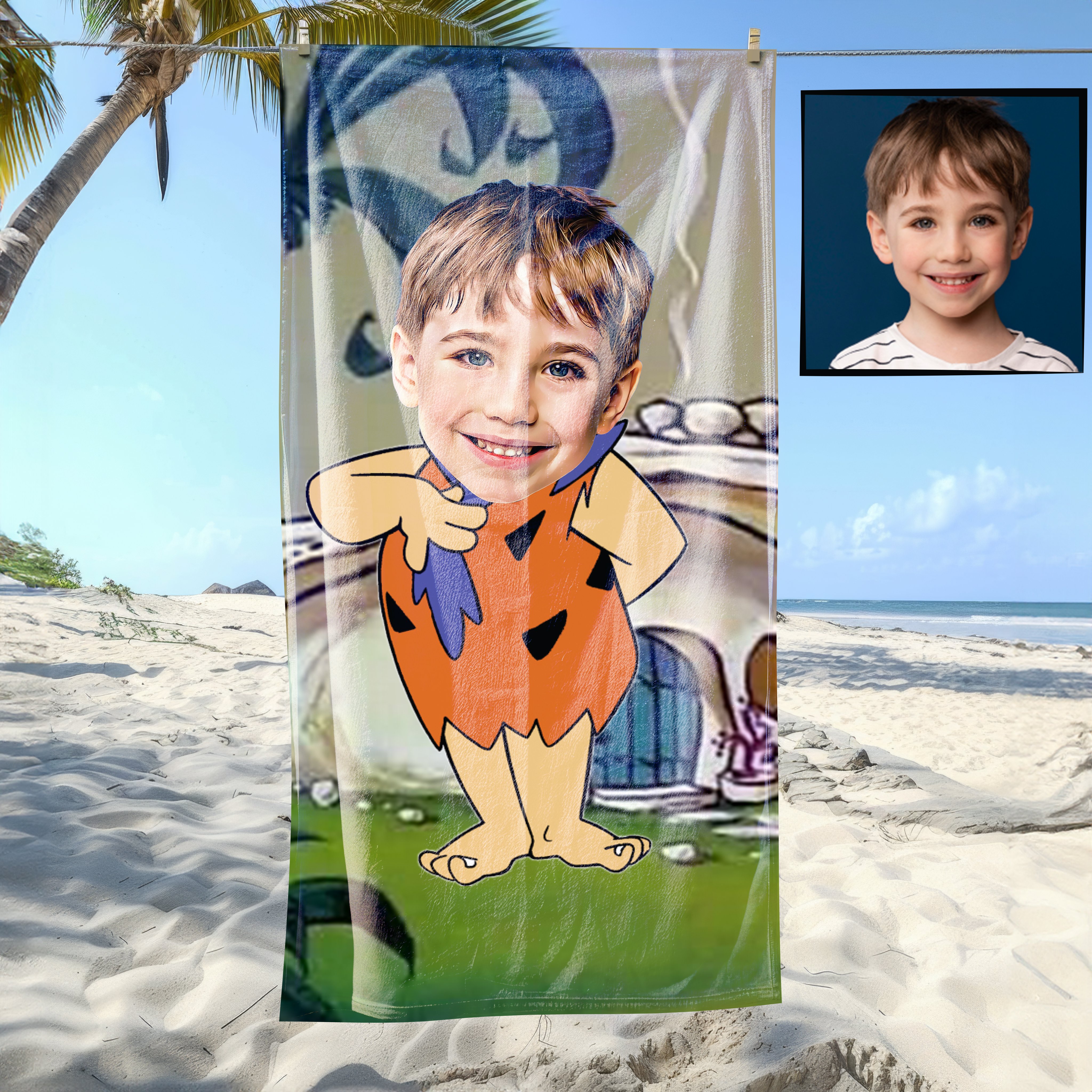 eJOYA Kişiye Özel Karikatür Fotoğraflı Çizgi Karakter Plaj ve Banyo Havlusu 115783