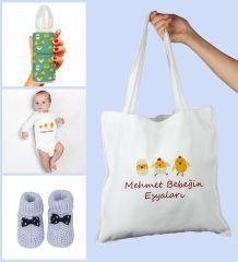 eJOYA Bebeklere Özel Çantasında Kişiye Özel Zıbın Biberon Ve Patik Bebek Hediye Seti 109790