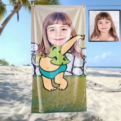 eJOYA Kişiye Özel Karikatür Fotoğraflı Taş Devri Bebek Plaj ve Banyo Havlusu 115785
