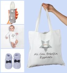 eJOYA Bebeklere Özel Çantasında Kişiye Özel Zıbın Biberon Ve Patik Bebek Hediye Seti 109792