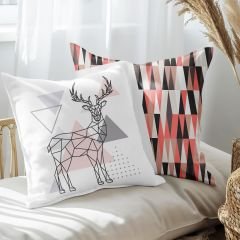 eJOYA Geyik Tasarımlı 2'li Yastık İçi Ve Kırlent Kılıfı 45cm 113558
