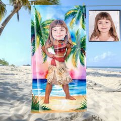 eJOYA Kişiye Özel Karikatür Fotoğraflı Moana Bebek Plaj ve Banyo Havlusu 115786