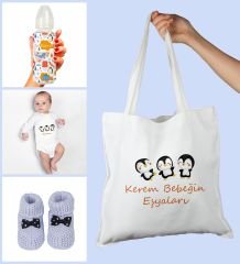 eJOYA Bebeklere Özel Çantasında Kişiye Özel Zıbın Biberon Ve Patik Bebek Hediye Seti 109793