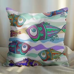 eJOYA Balık Tasarımlı 2'li Yastık İçi Ve Kırlent Kılıfı 45cm 113559