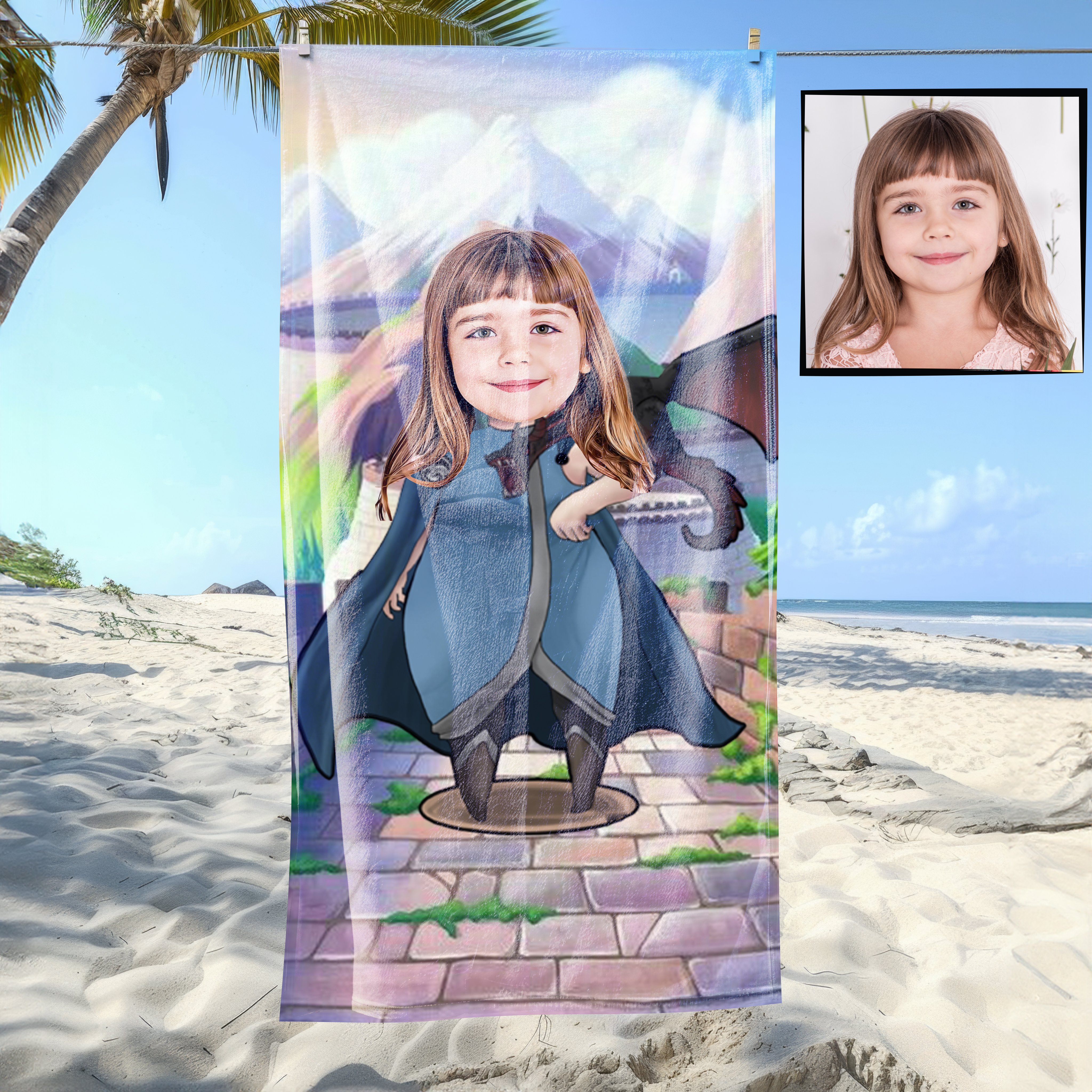 eJOYA Kişiye Özel Karikatür Fotoğraflı Çizgi Karakter Plaj ve Banyo Havlusu 115787