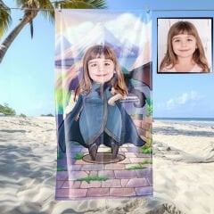 eJOYA Kişiye Özel Karikatür Fotoğraflı Çizgi Karakter Plaj ve Banyo Havlusu 115787