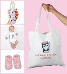 eJOYA Bebeklere Özel Çantasında Kişiye Özel Zıbın Biberon Ve Patik Bebek Hediye Seti 109794